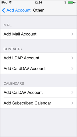Tap Add Mail Account on iPhone iOS 7.